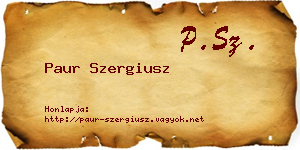 Paur Szergiusz névjegykártya